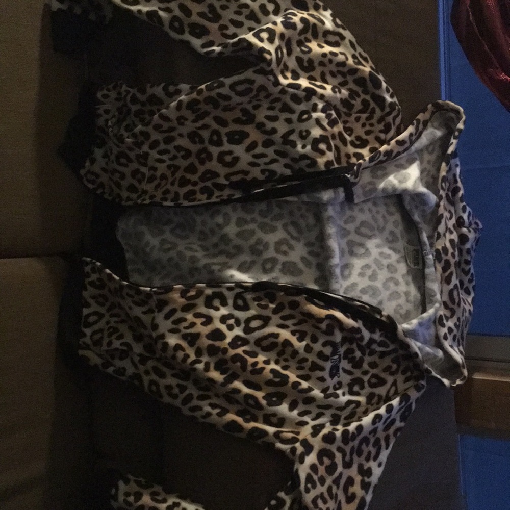 Leopard print PINK zip up hoodie